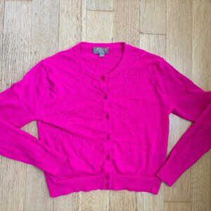 J.Crew  Featherweight Cashmere Shrunken Cardigan Sweater in Neon Fuschia XXS
